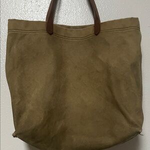 Madewell Khaki Tote with Chestnut Handles
